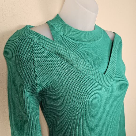 NUBU Studio Hungarian Dress Bodycon Ribbed Long Sleeve Cut Out Size Midi Stretch - Picture 13 of 14